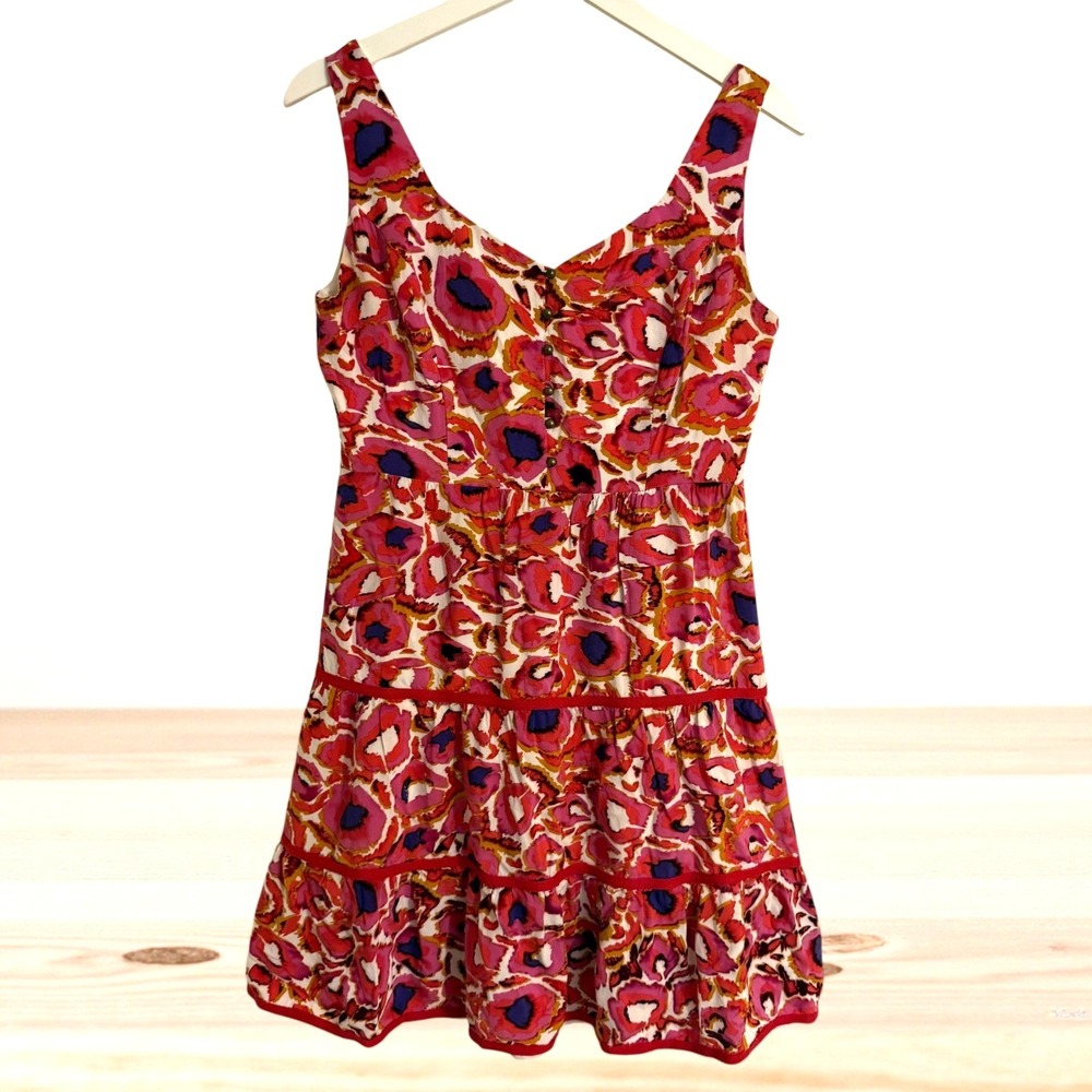 Gianni Bini Pink Hokati Fit and Flare Dress Sz 4 Lined Boho Coastal Sundress